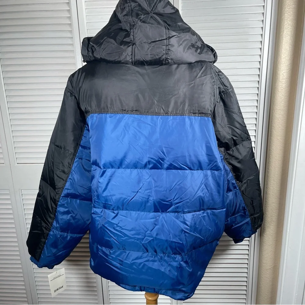 Guide Gear Reversible Down/Feather Puffer Jacket 2XL Black/Blue Hooded NWT